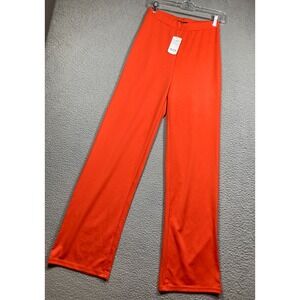 Suzanne Betro Pants Women's Medium Orange Pull On Wide Leg High Rise Stretch NEW